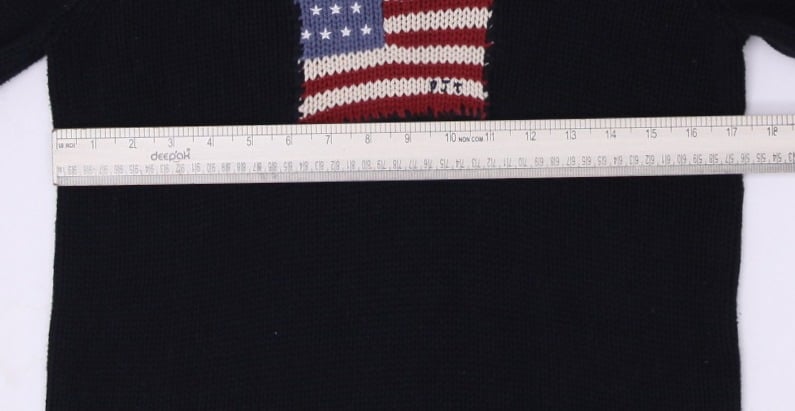 Vintage Black Polo Ralph Lauren American Flag Cotton Crewneck Sweater M