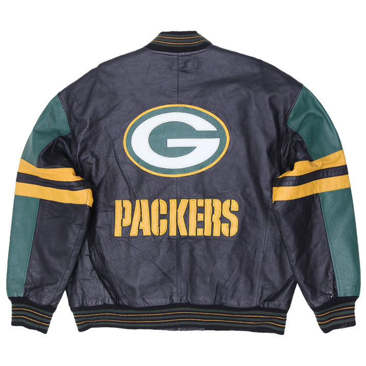 Vintage Carl Banks Green Bay Packers Full Zip Leather Jackets Size L - Fashion Rerun Vintage Migration_Jacket