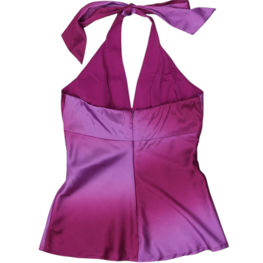 Y2K Ladies Le Chateau Tie Back Halter Top Pink Size S | Migration_Y2K Tops - Side View | Fashion Rerun
