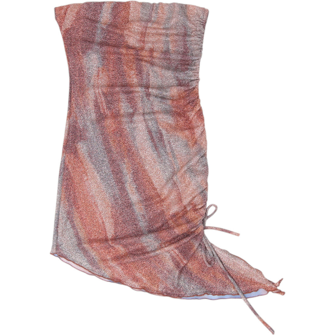 Y2K Ladies Strapless Ruched Metallic Mini Dress Size L