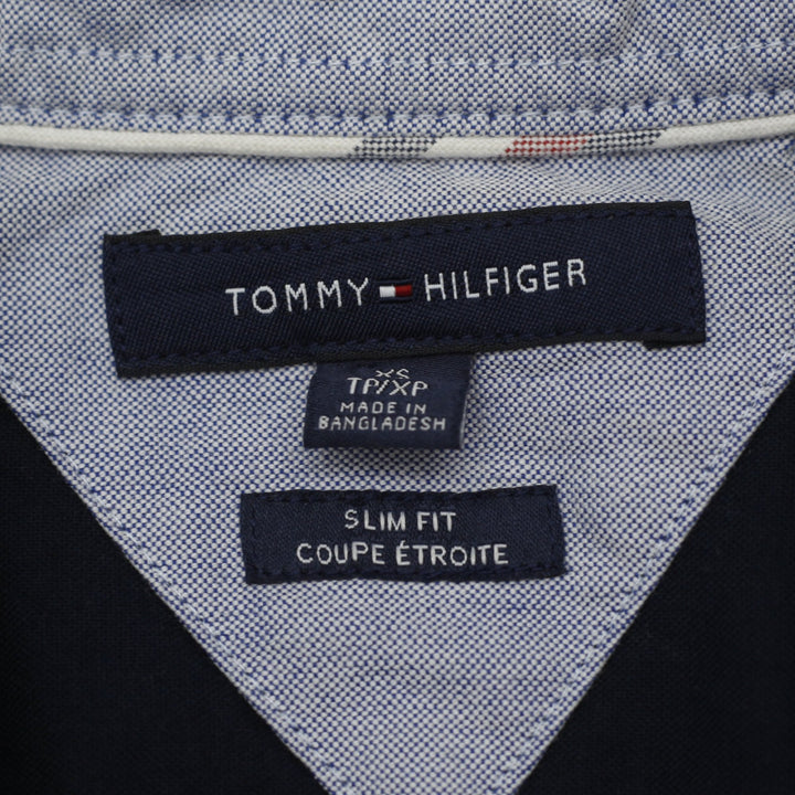 Mens Tommy Hilfiger Slim Fit Navy Shirt Embroidered Logo