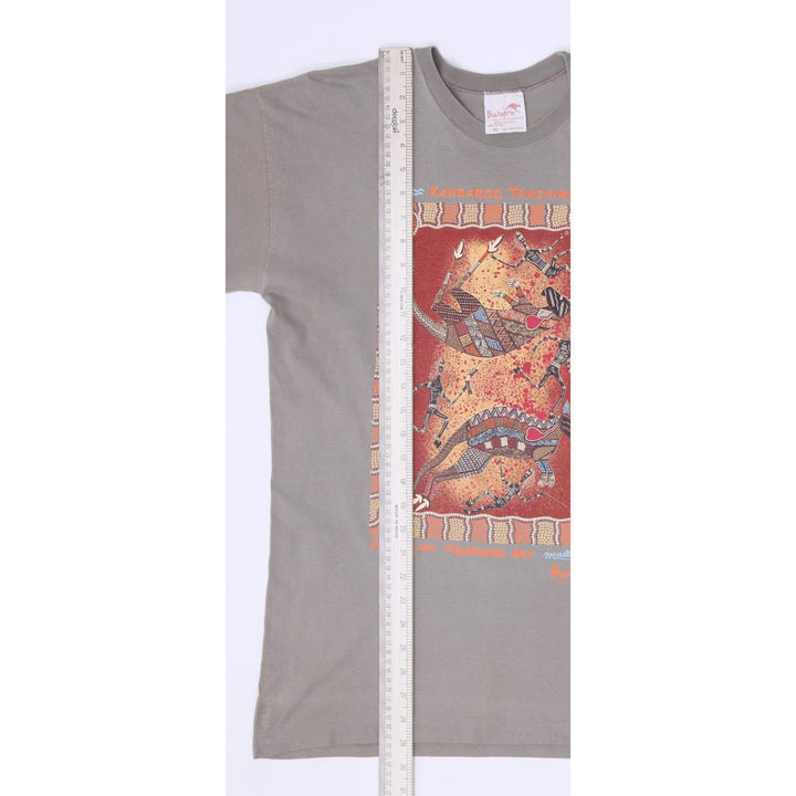 Vintage Mens Bularuu T-Shirt Gray Aboriginal Art Graphic