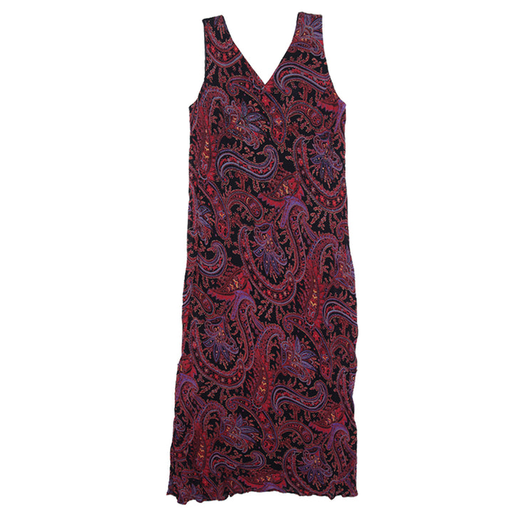 Y2K Ladies R & K Originals Sleeveless Paisley Print Beaded Dress