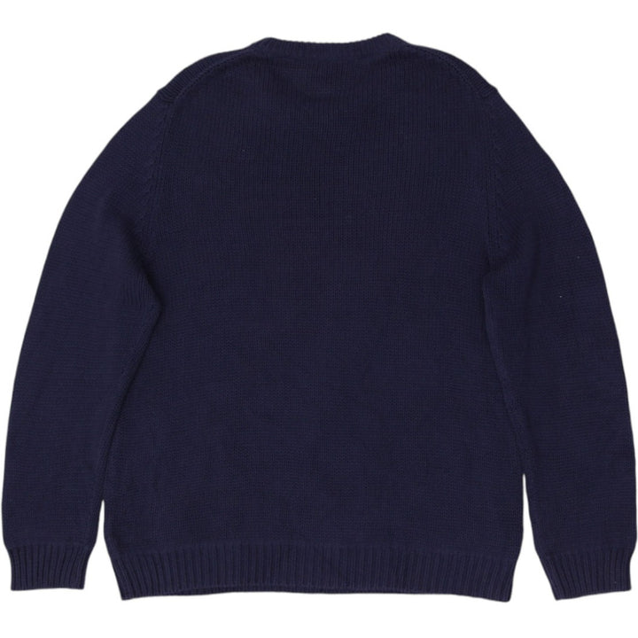Vintage Polo Ralph Lauren Navy Blue Cotton American Flag Knit Sweater XL