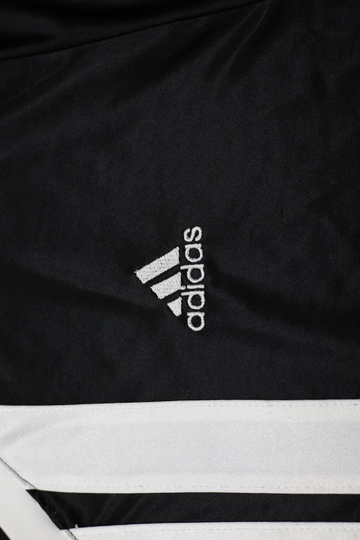Vintage Mens Adidas Jersey Black Long Sleeve Striped V-Neck