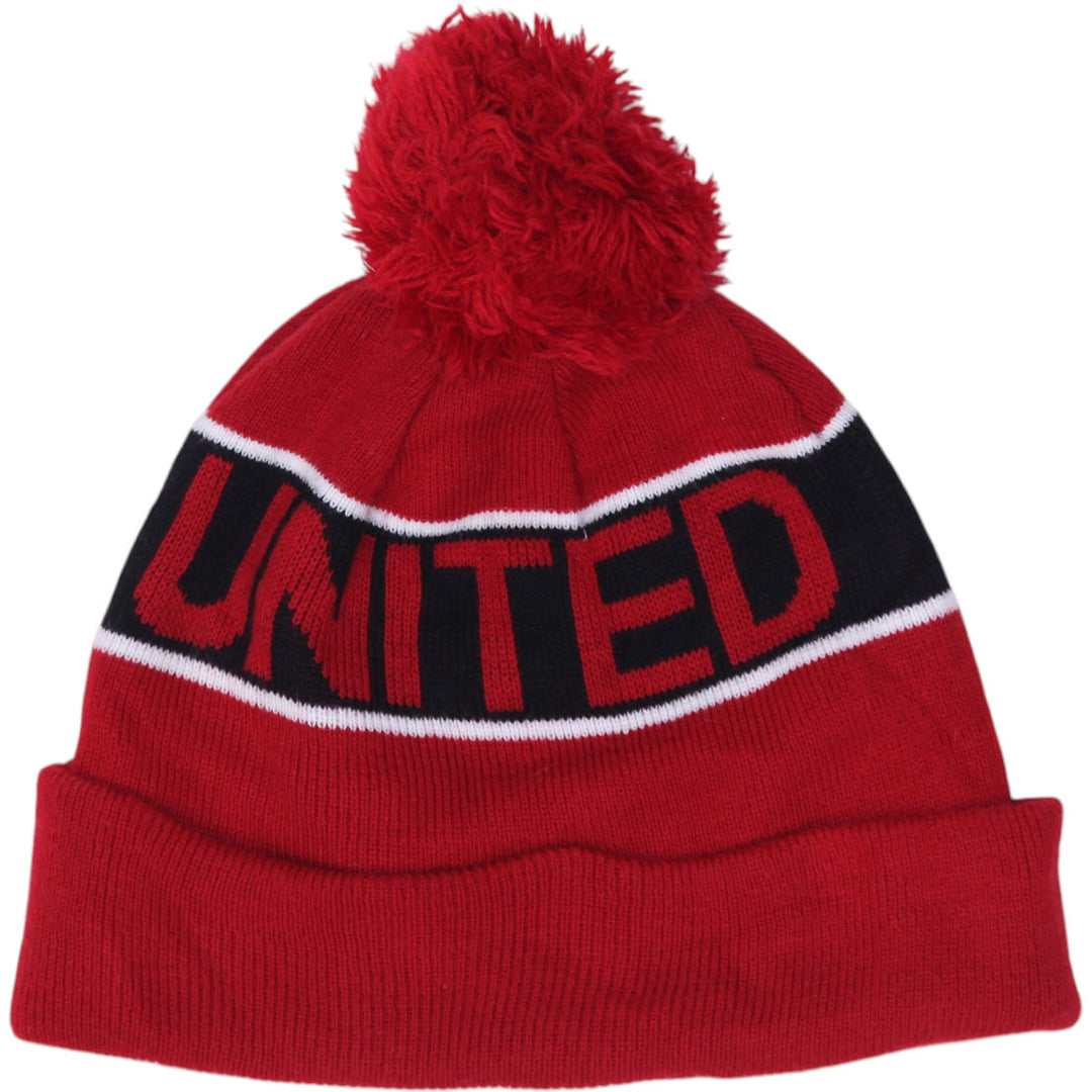 Mens Manchester United Beanie Red Pom Pom Football Winter Hat