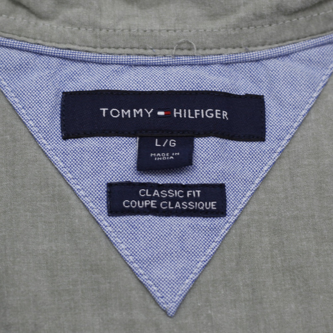 Mens Tommy Hilfiger Shirt Gray Short Sleeve Casual Size L