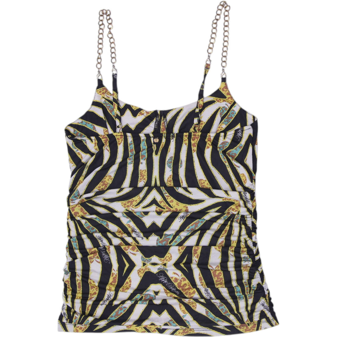Y2K Ladies Apple Bottoms Zebra Chain Cami Top Gold Hardware XL