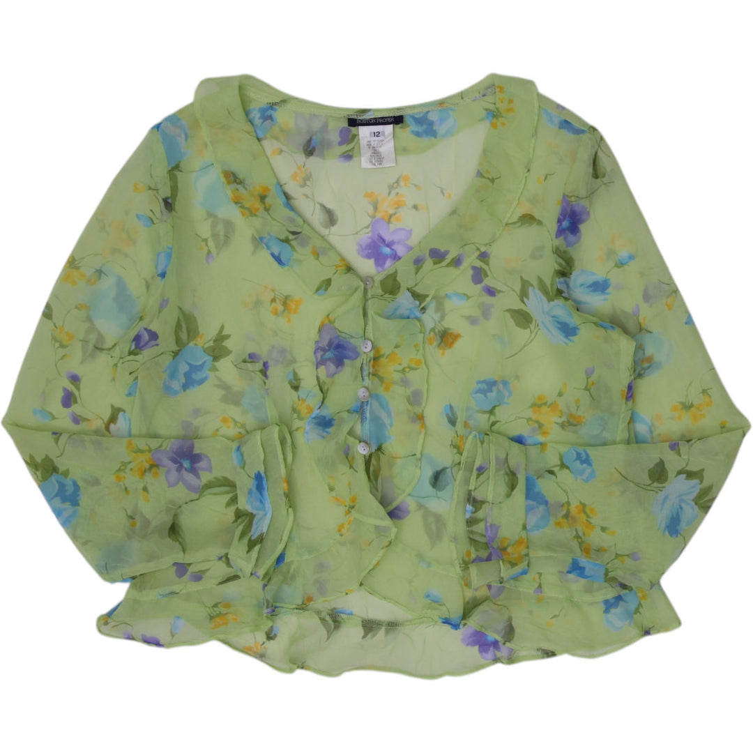 Y2K Boston Proper Floral Long-Sleeve Top Size 12 | Migration_Y2K Tops | Fashion Rerun