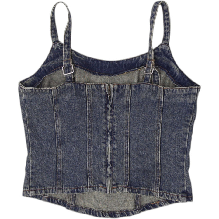 Y2K Ladies Jeanology Paneled Denim Back Zip Top Size 10