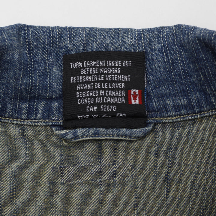 Y2K Ladies Acqua Nueva Embroidered Butterfly Denim Jacket Size L