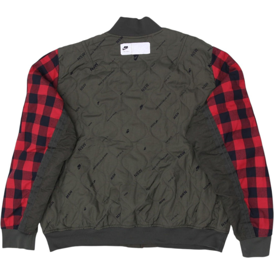 Mens Nike Sport Jacket Olive Green Plaid Checkered Patch Full Zip XL | Migration_Jackets - Side View | Fashion Rerun