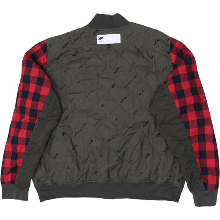 Mens Nike Sport Jacket Olive Green Plaid Checkered Patch Full Zip XL | Migration_Jackets - Side View | Fashion Rerun