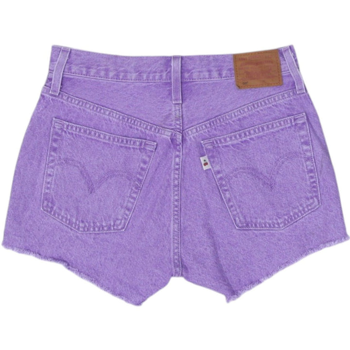 Ladies Levi Denim Shorts Purple Distressed High Waist