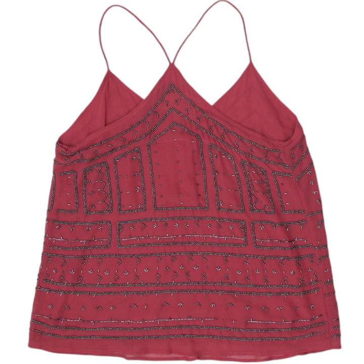 Y2K Ladies Embroidered Boho Chic Red Strappy Tank Top Size M | Migration_Tops - Side View | Fashion Rerun
