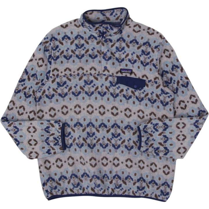 Ladies Patagonia Synchilla Jacket Snap T Pullover Tundra Cluster Big Sky Blue Fleece Jacket