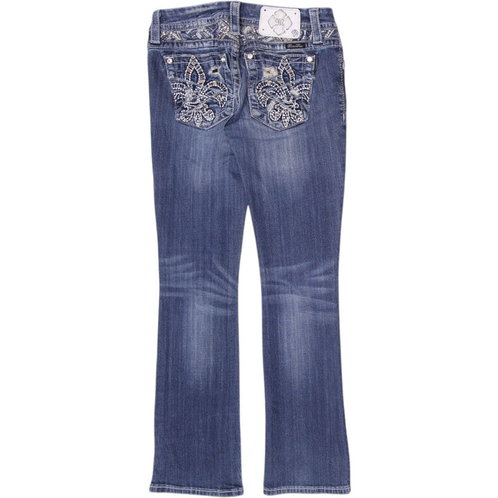 Y2K Ladies Miss Me Jeans Medium Blue Slim Boot Embellished Denim Size 27