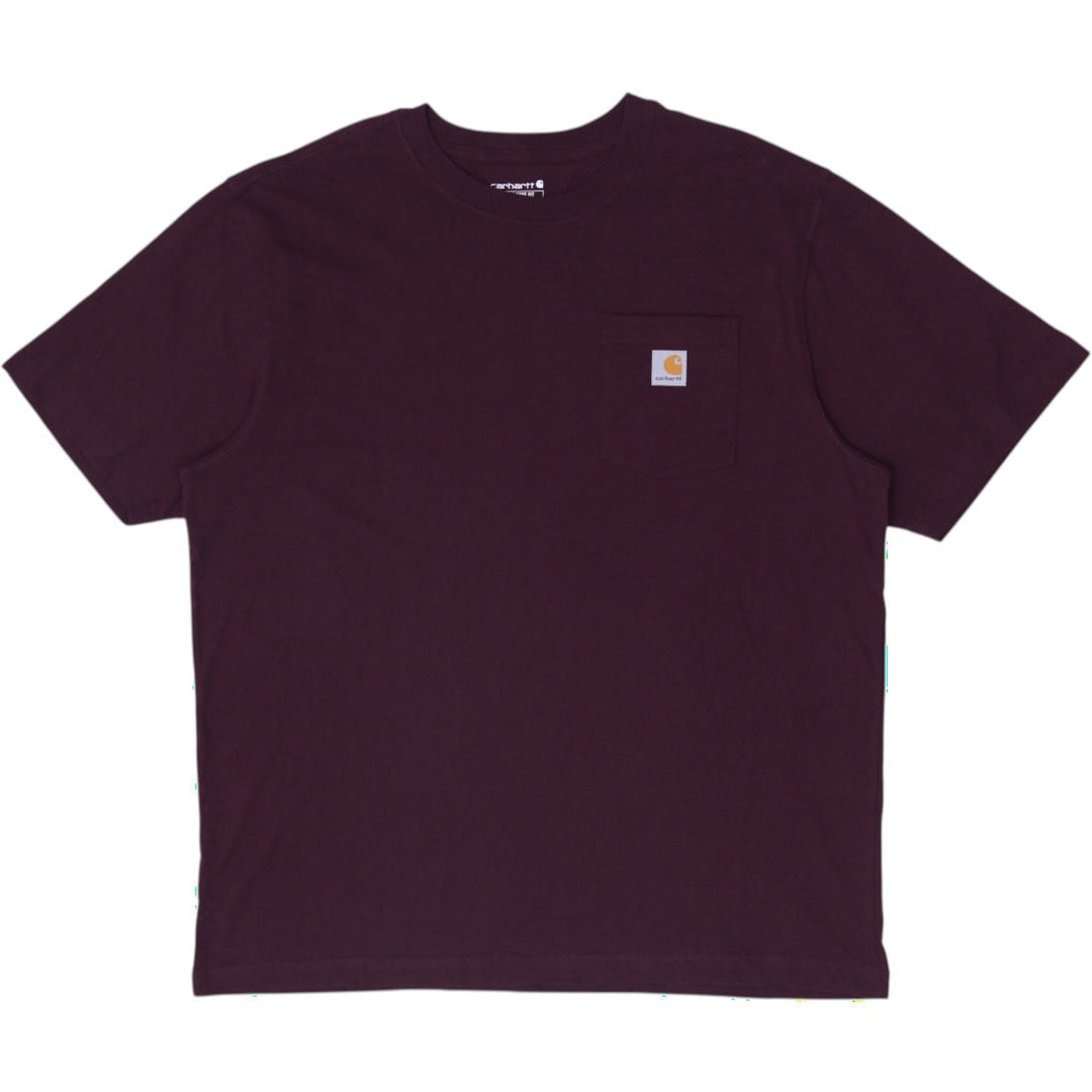 Mens Carhartt K87 PRT Loose Fit Pocket Burgundy Workwear T-Shirt Size XL