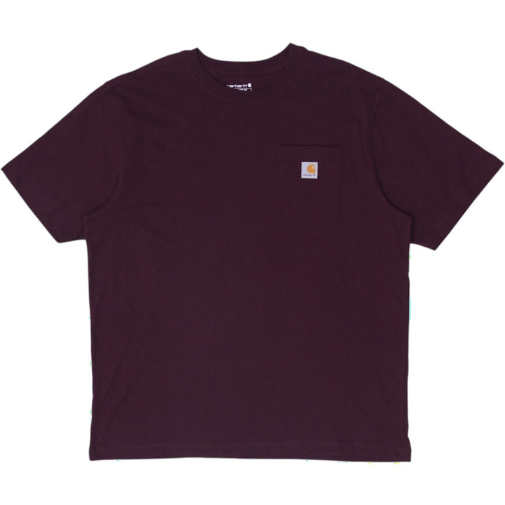 Mens Carhartt K87 PRT Loose Fit Pocket Burgundy Workwear T-Shirt Size XL