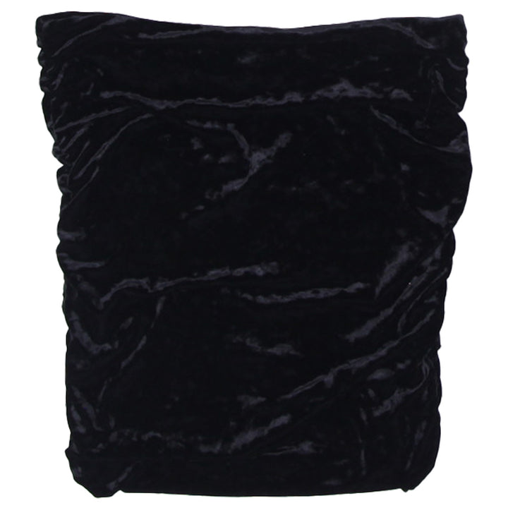 Y2K Ladies Free People Black Ruched Side Velvet Mini Skirt