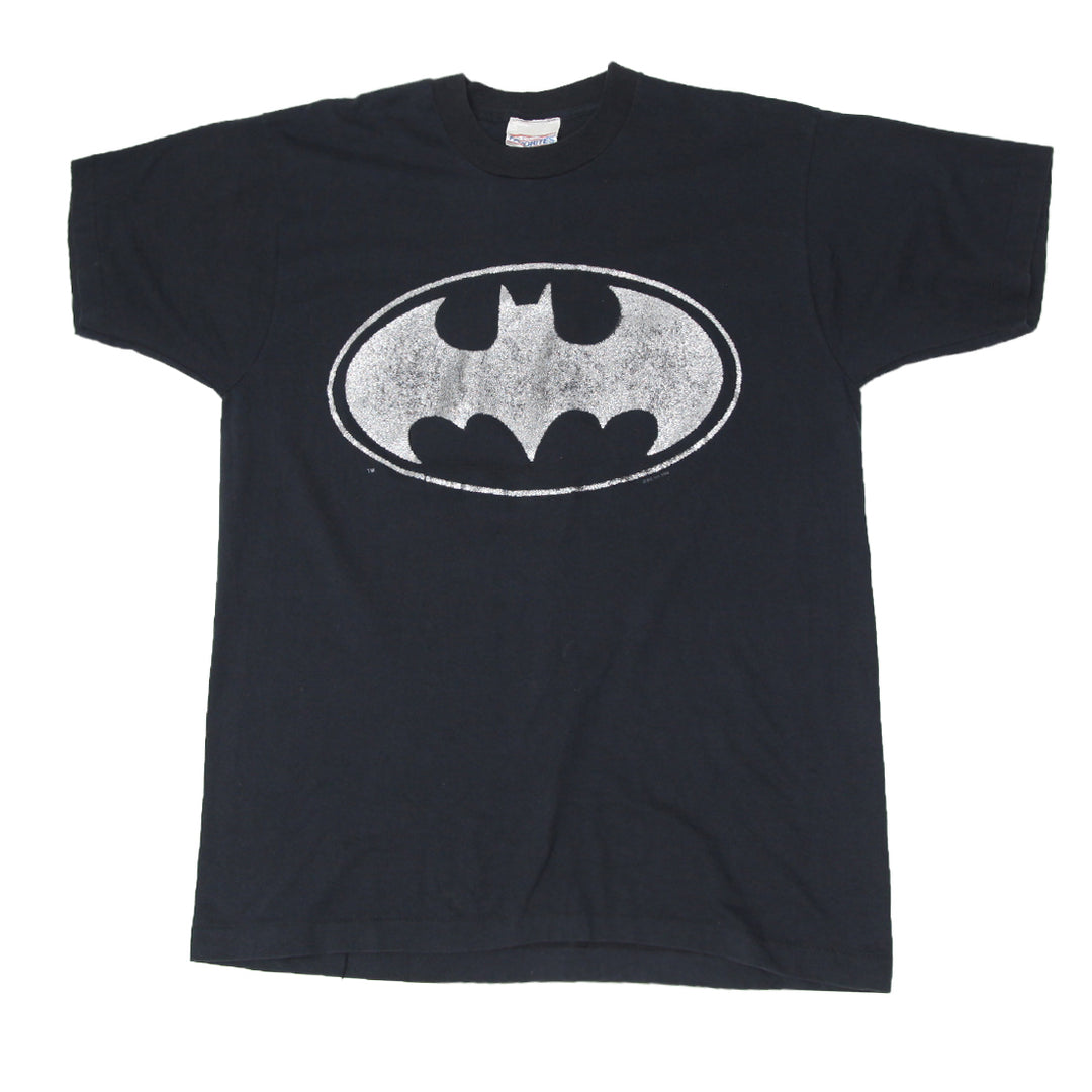 Vintage Made In USA Glitters Batman Logo Single Stitch T-Shirt