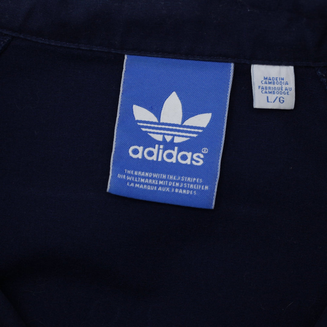 Mens Adidas Retro Jacket Cargo Trefoil Snap Chambray Travel Military