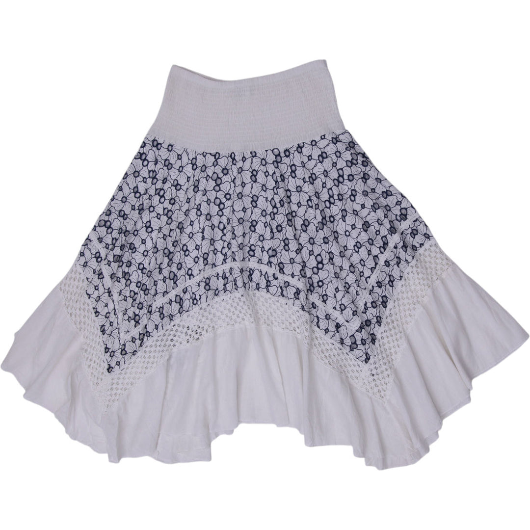 Y2K Ladies Hendi Smocked Tiered Boho Peasant Midi Skirt
