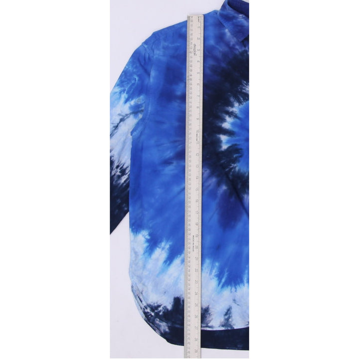 Ladies Polo Ralph Lauren Blue Ocean Tie Dye Collared Button Up Shirt