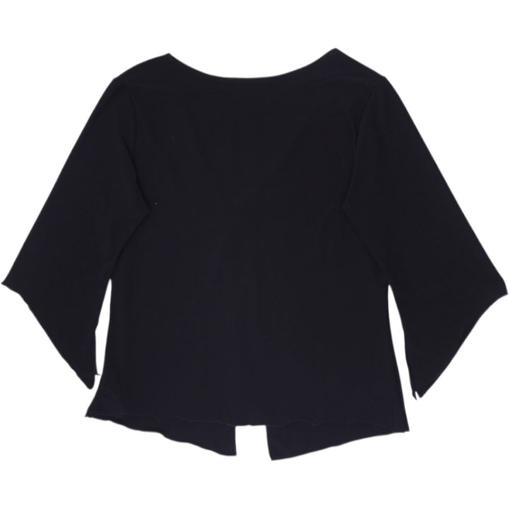 Y2K Ladies Dressbarn Petite Black & Silver Metallic Layered-Look Top Size PM