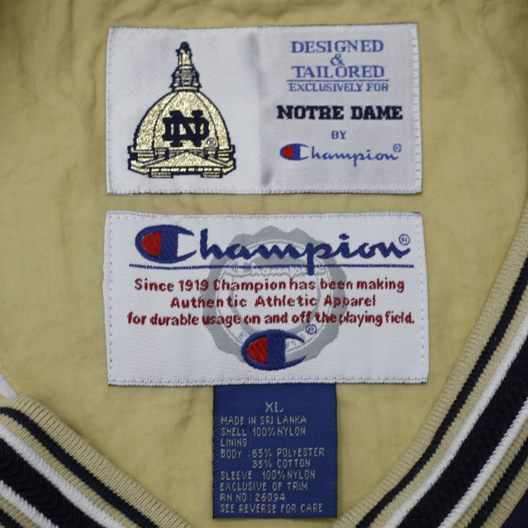 Vintage Mens Champion Notre Dame Varsity V-Neck Jacket