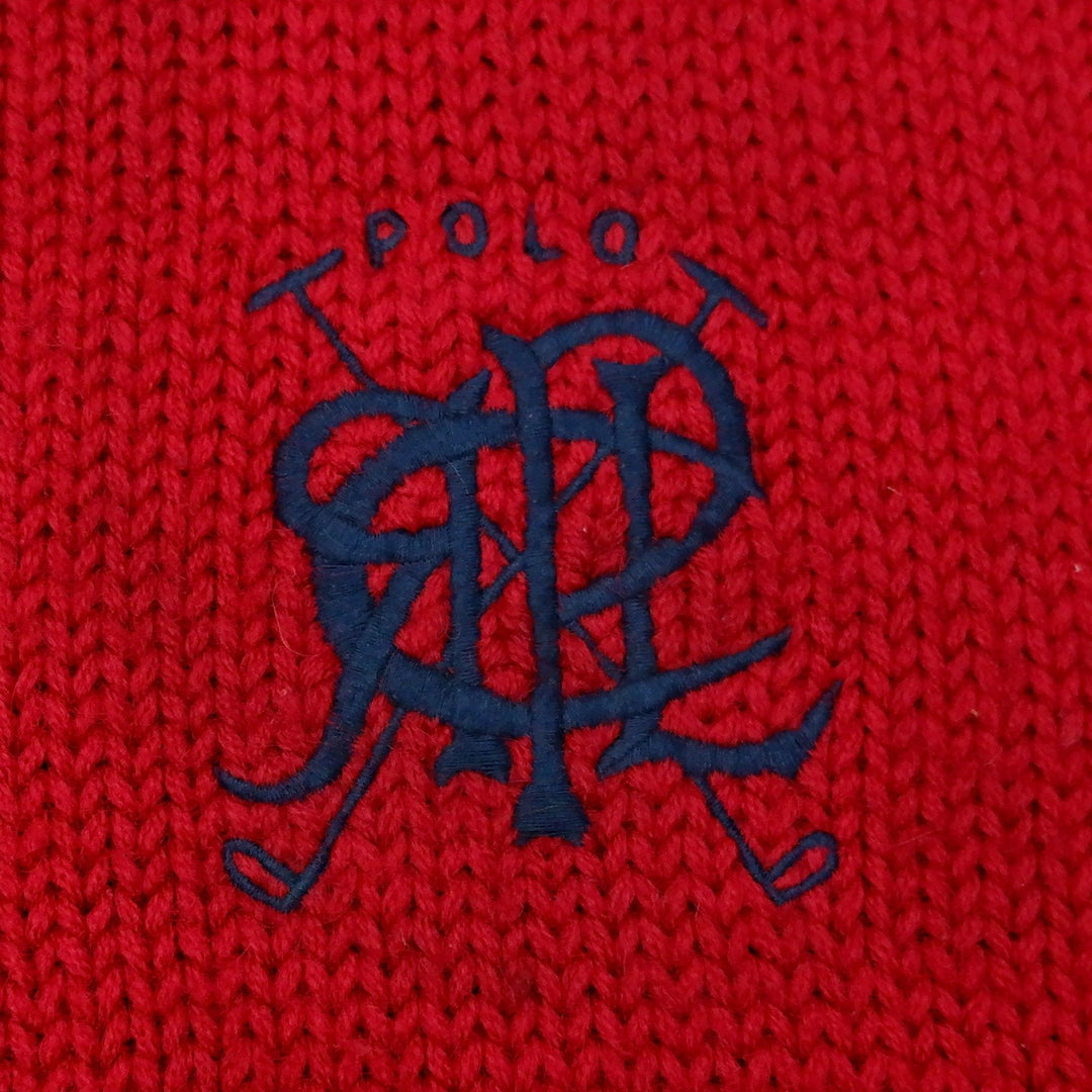 Vintage Embroidered Polo Ralph Lauren Logo Knitted Red Sweater