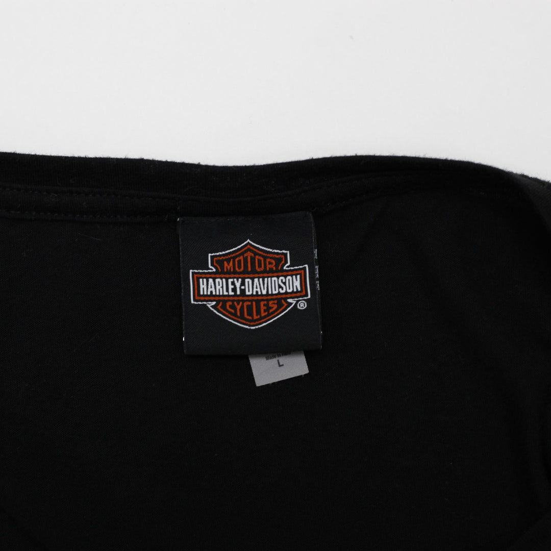 Ladies Harley Davidson Graphic Design Motorcycle T-Shirt Size L