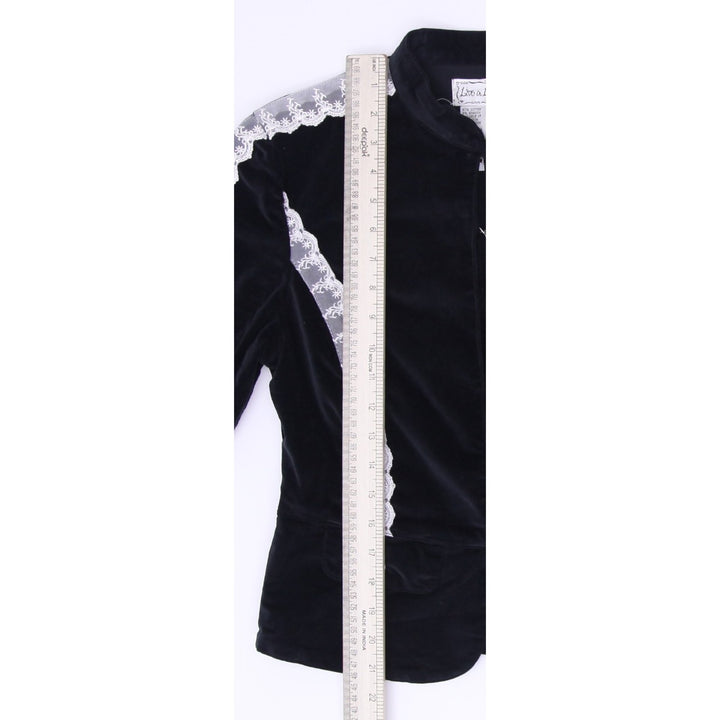 Y2K Ladies Lace Trim Velvet Unique Iron Jacket Size S | Migration_Jackets - View 6 | Fashion Rerun