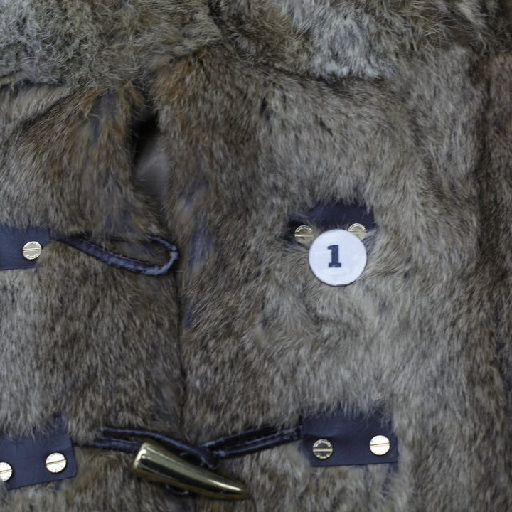 Michael Kors Luxury Real Rabbit Fur Vest L Brown Pieced Natural Toggle Closure