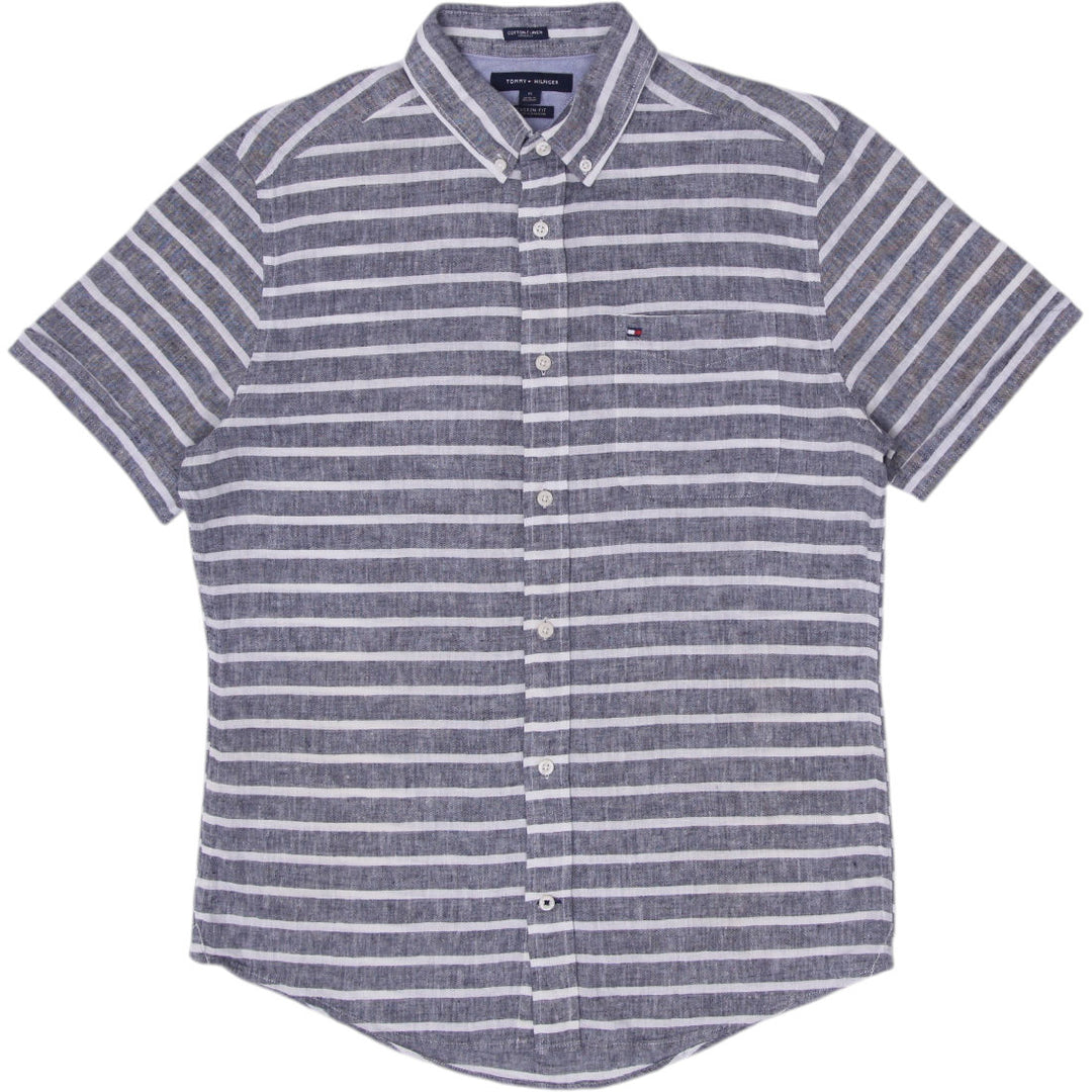 Mens Tommy Hilfiger Striped Cotton Custom Fit Shirt Size M