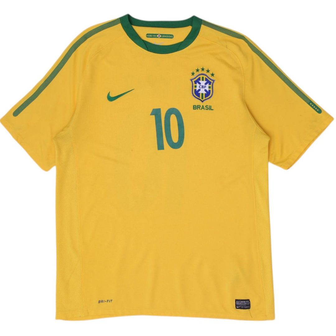 Mens 2010 Nike Brazil Home Football Jersey #10 Size L