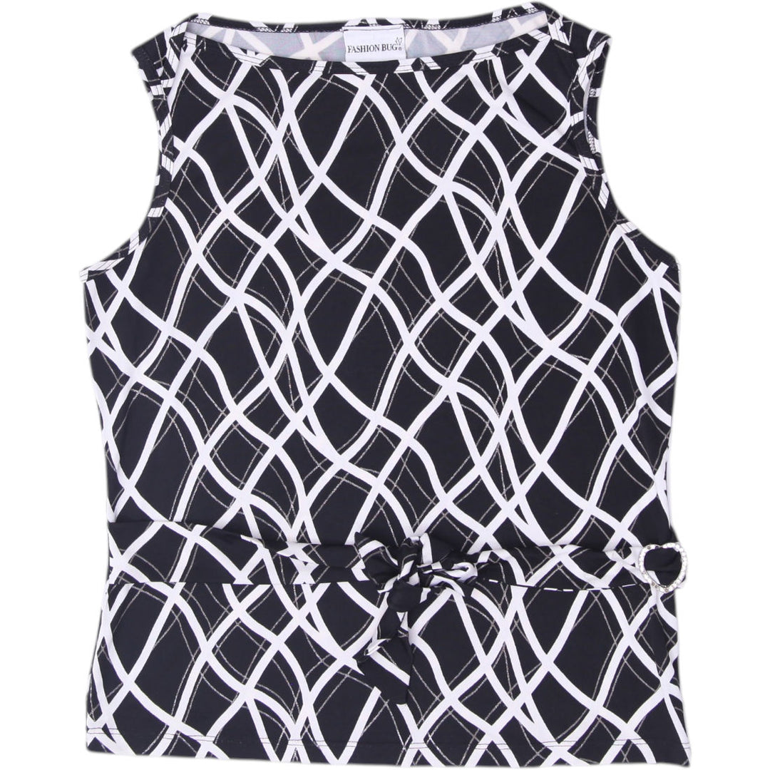 Y2K Ladies Fashion Bug Geometric Patterned Sleeveless Top