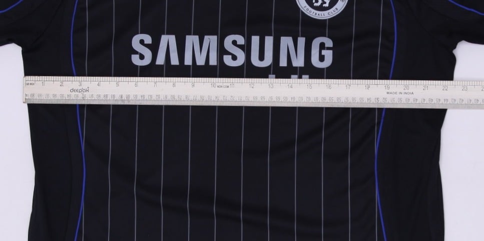 Mens Black Adidas Chelsea F.C. 2006/07 Black Pinstripe Soccer Jersey Large