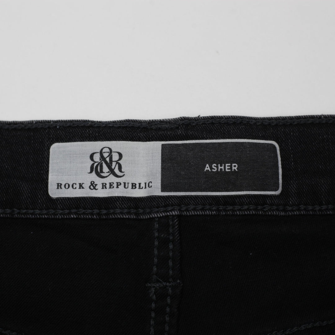 Mens Rock & Republic Asher Black Denim Stretch Jean Jorts Men’s Size 34