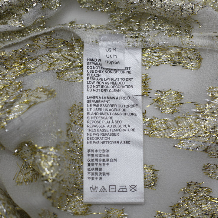 Y2K Ladies Free People Boho Metallic Gold Clip Lace Up Top Size M