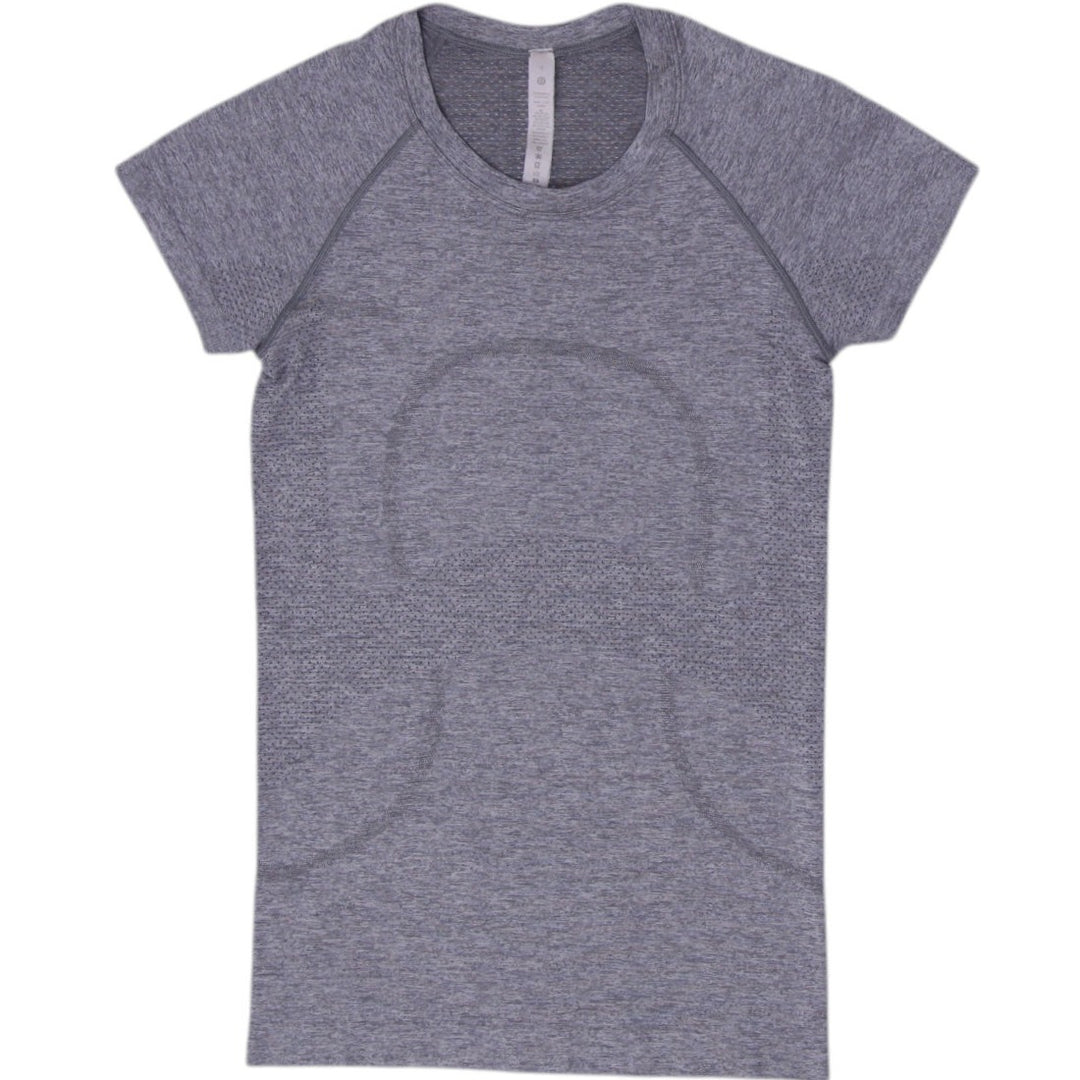 Ladies Lululemon Swiftly Tech Heathered Slate Gray Seamless Mesh Gym Running Top