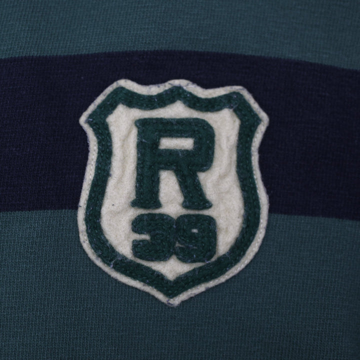Vintage Mens Polo Ralph Lauren Green Striped Rugby T-Shirt