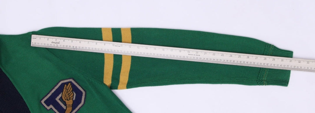 Mens Polo Ralph Lauren Letterman Patches Button Cardigan Shawl Collar Sweater