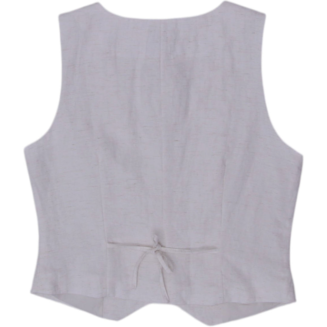 Y2K Ladies Lightweight Casual Waistcoat Off White Vest Size XS | Migration_Y2K Tops - Side View | Fashion Rerun