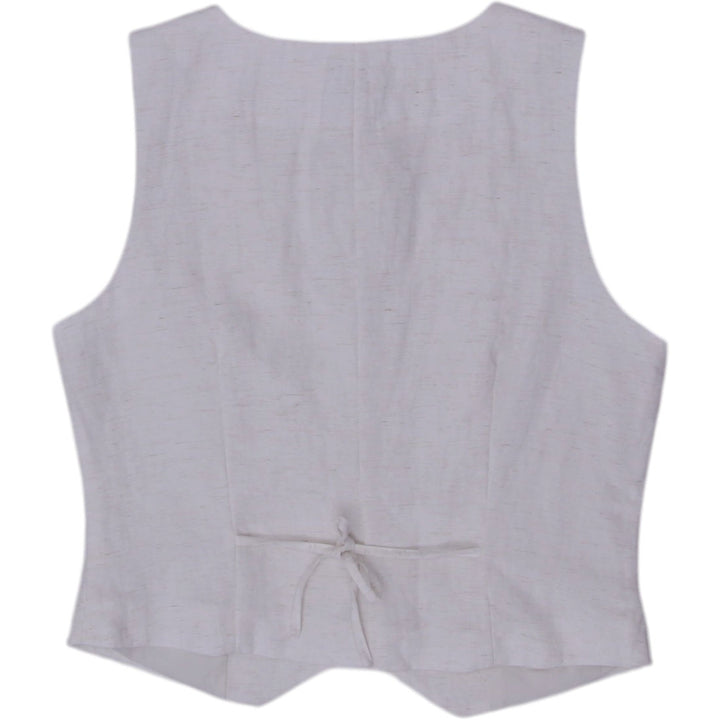Y2K Ladies Lightweight Casual Waistcoat Off White Vest Size XS | Migration_Y2K Tops - Side View | Fashion Rerun