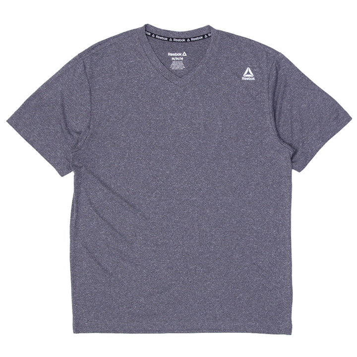 Mens Reebok Logo Gray V- Neck Sports T-Shirt