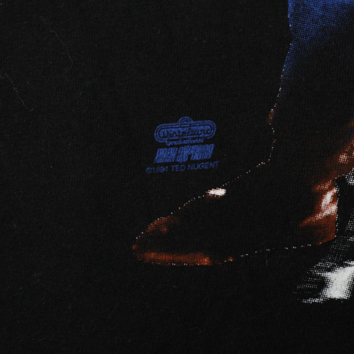 Vintage 90s Ted Nugent Graphic Rock Band Tee XL Made In USA Single Stitch | Migration_T-Shirts - Detail View | Fashion Rerun
