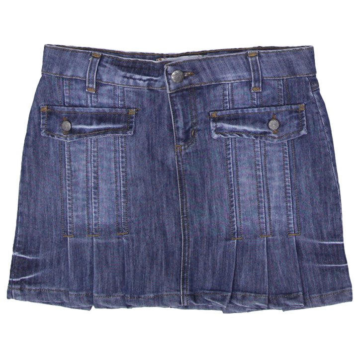 Y2K Ladies Pleated Denim Mini Skirt
