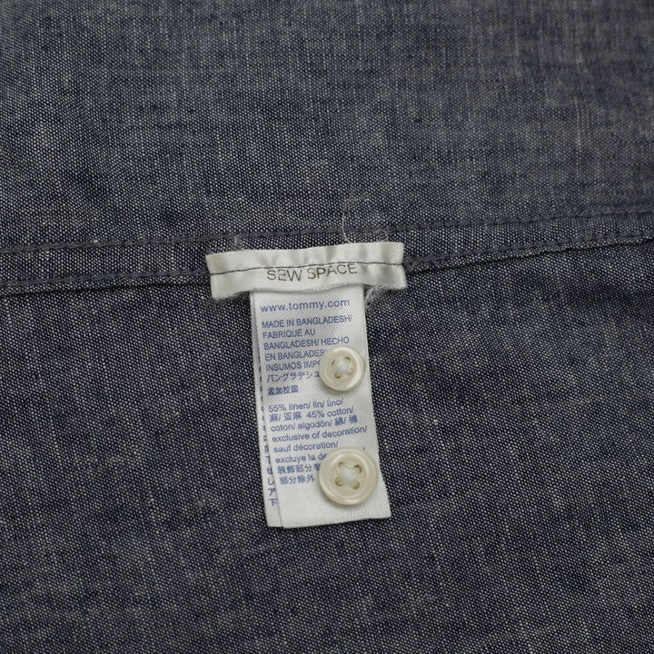 Mens Tommy Hilfiger Short Sleeve Shirt Linen Blend Casual Size L