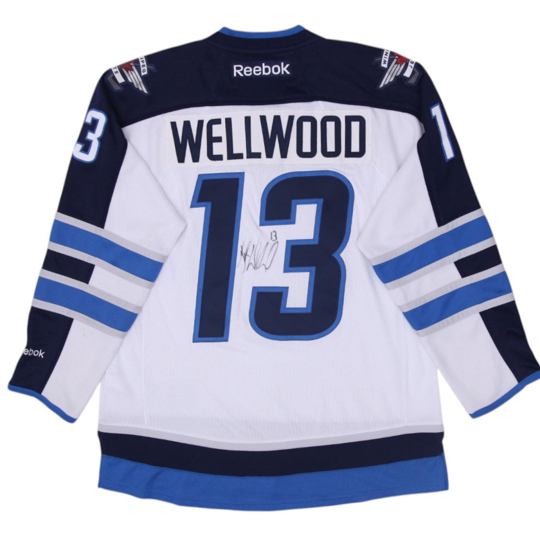Mens White Reebok Winnipeg Jets Wellwood #13 NHL Hockey Jersey Large